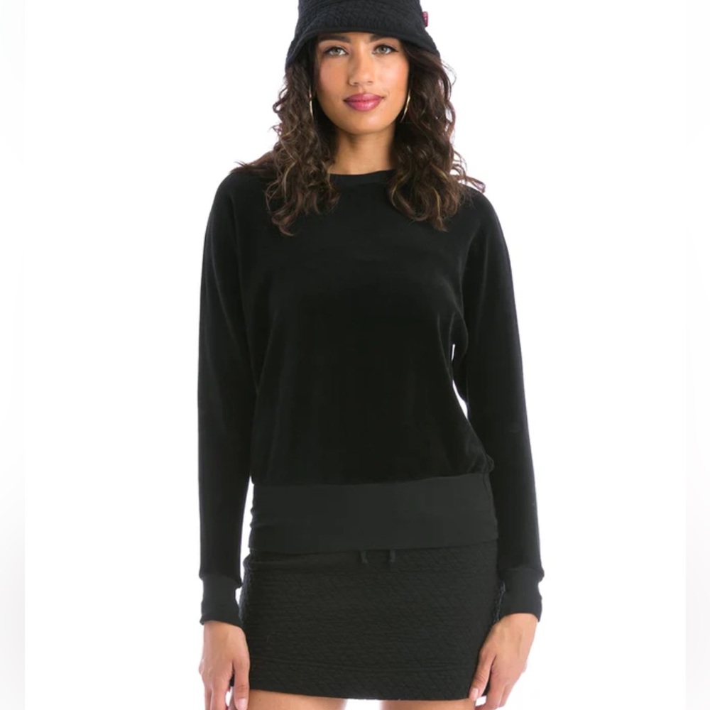 Hard tail yellow velour long sleeve banded pullover
